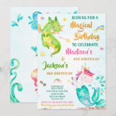 Uitnodiging voor de verjaardag van Mermicorn en Dr (Voorkant / Achterkant)