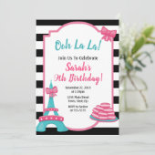 Uitnodiging voor de verjaardag van Parijs Franse u (Staand voorkant)