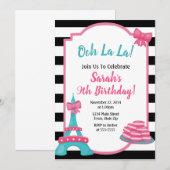 Uitnodiging voor de verjaardag van Parijs Franse u (Voorkant / Achterkant)