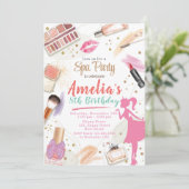 Uitnodiging voor de verjaardag van Spa. Glam up ma (Staand voorkant)