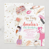 Uitnodiging voor de verjaardag van Spa. Glam up ma (Voorkant / Achterkant)