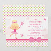 Uitnodiging voor de verjaardagsfeestdag van Cute b (Voorkant / Achterkant)