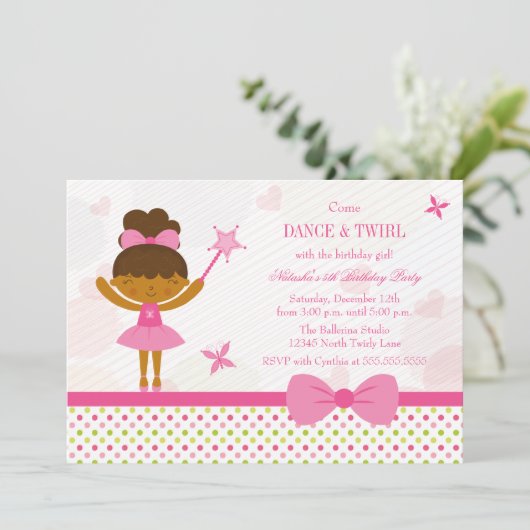 Uitnodiging voor de verjaardagsfeestdag van Fairy  (Staand voorkant)