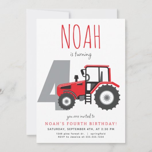 Uitnodiging voor de vierde verjaardag van Red Trac (Voorkant)