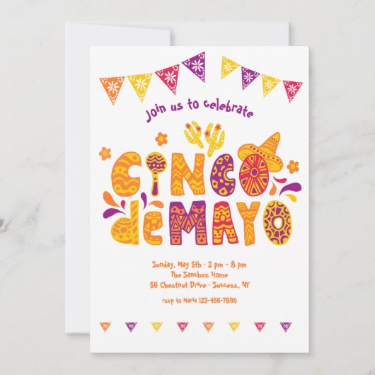 Uitnodiging voor de viering van Cinco de Mayo (Voorkant)