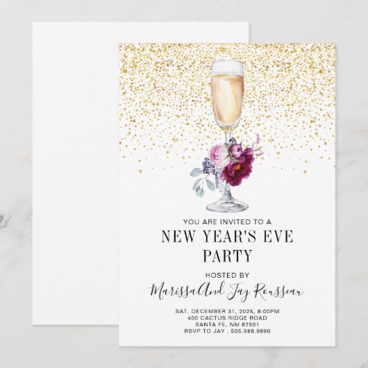 Uitnodiging voor de viering van de Champagne Glass (Voorkant / Achterkant)