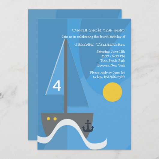 Uitnodiging voor de viering van een zeilboot (Voorkant / Achterkant)