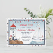 Uitnodiging voor de viering van een zeilboot (Staand voorkant)