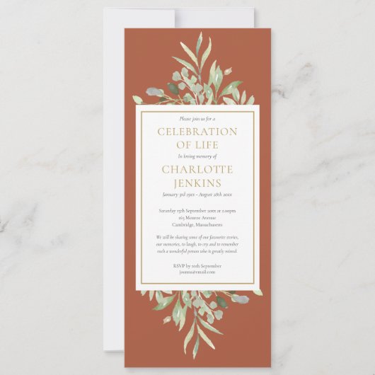 Uitnodiging voor de viering van het leven bij de u (Voorkant)