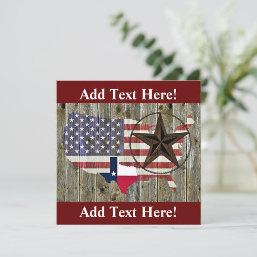 Uitnodiging voor de vlag van Texas Lone Star State (Staand voorkant)