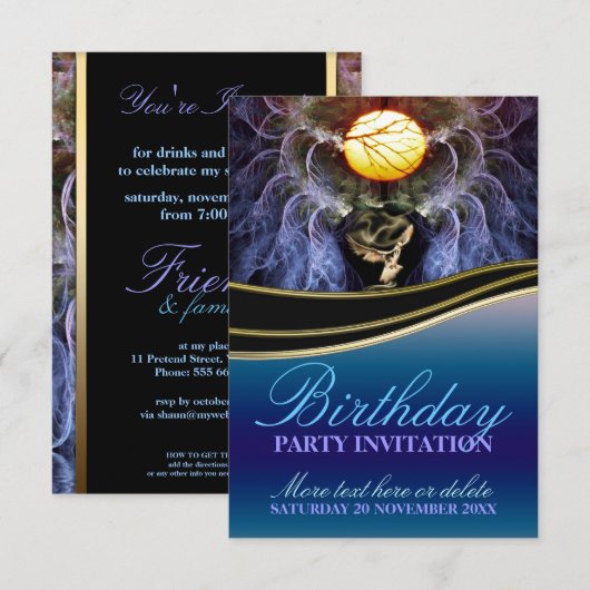 Uitnodiging voor de Vrede Lunar Magic Birthday Par (Voorkant / Achterkant)