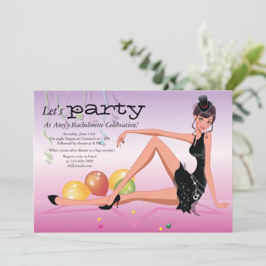 Uitnodiging voor de vrijgezellenfeest van Party Ti (Staand voorkant)