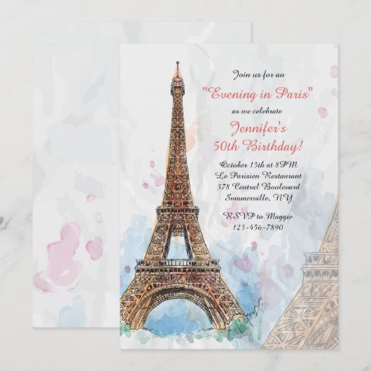 Uitnodiging voor de Waterverf van Parijs (Voorkant / Achterkant)