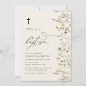 Uitnodiging voor de waterverf wildflower doop (Voorkant)