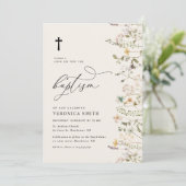 Uitnodiging voor de waterverf wildflower doop (Staand voorkant)