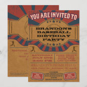  uitnodiging voor de wedstrijd Baseball Birthday (Voorkant / Achterkant)