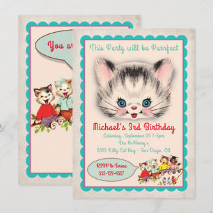 uitnodiging voor de wedstrijd Kitty Cat Birthday