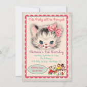  uitnodiging voor de wedstrijd Kitty Cat Birthday (Voorkant)