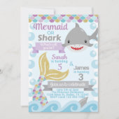 uitnodiging voor de wedstrijd Mermaid Shark Birthd (Voorkant)