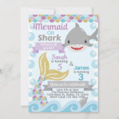 uitnodiging voor de wedstrijd Mermaid Shark Birthd (Voorkant)