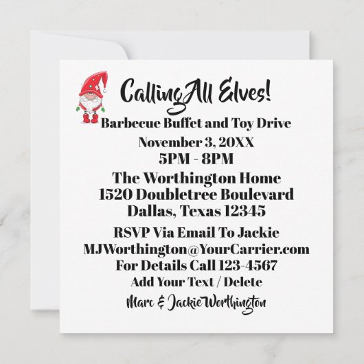 Uitnodiging voor de Werkplaats van de Kerstman (Achterkant)