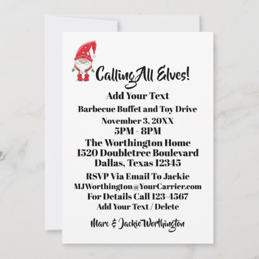 Uitnodiging voor de Werkplaats van de Kerstman (Achterkant)