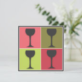 Uitnodiging voor de winnende partij Wineglass Pop (Staand voorkant)