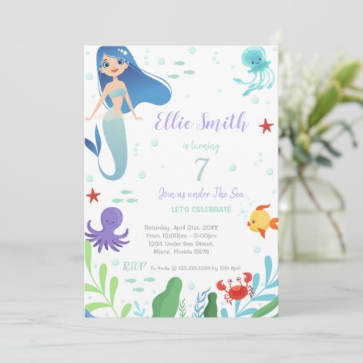 Uitnodiging voor de zevende verjaardag van de zeem (Staand voorkant)