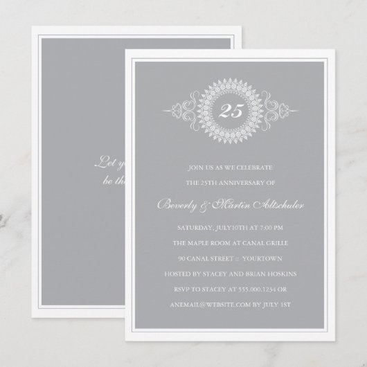 Uitnodiging voor de Zilveren-Huwelijksjubileum Med (Voorkant / Achterkant)