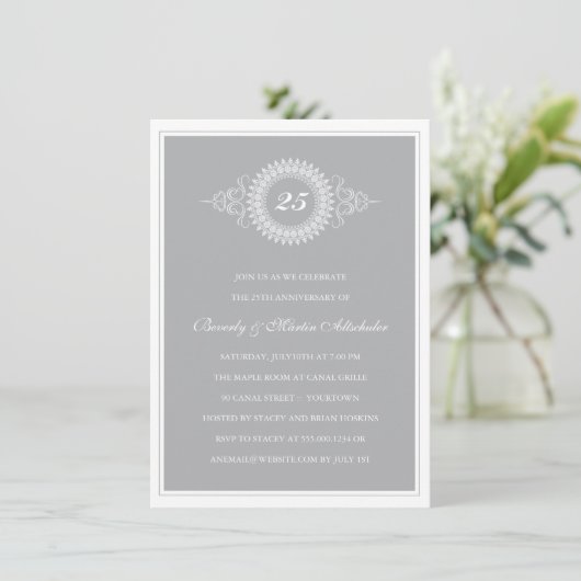 Uitnodiging voor de Zilveren-Huwelijksjubileum Med (Staand voorkant)