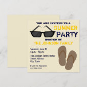 Uitnodiging voor de zomer Teenslippers en zonnebri (Voorkant / Achterkant)