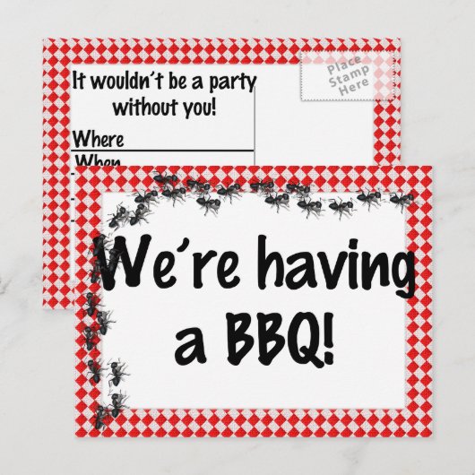 Uitnodiging voor de zomer van de BBQ Briefkaart (Voorkant / Achterkant)