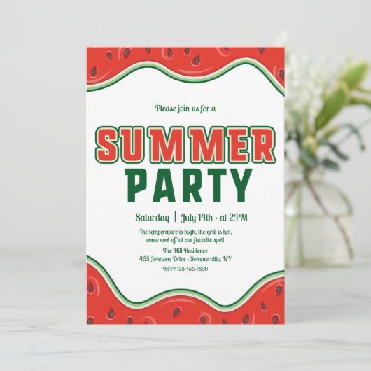 Uitnodiging voor de zomerpartij (Staand voorkant)