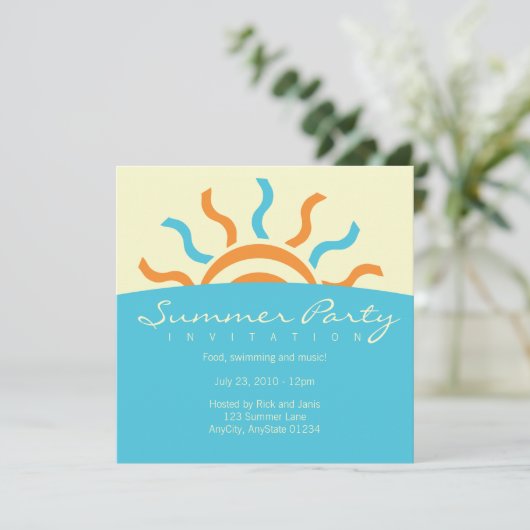 Uitnodiging voor de zomerpartij (Staand voorkant)