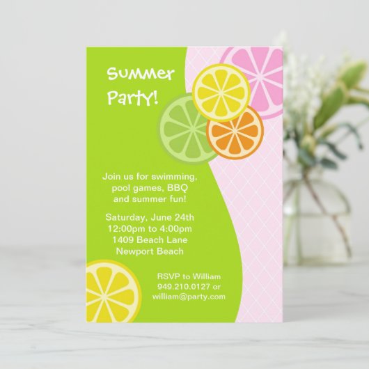 Uitnodiging voor de zomerpartij (Staand voorkant)