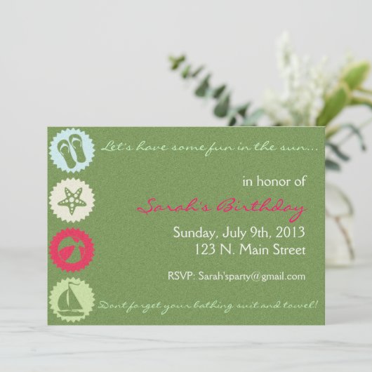 Uitnodiging voor de zomerpartij (Staand voorkant)