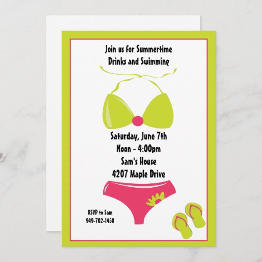 Uitnodiging voor de zomerpartij (Voorkant / Achterkant)