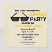 Uitnodiging voor de zomerpartij - Zwarte zonnebril (Voorkant / Achterkant)