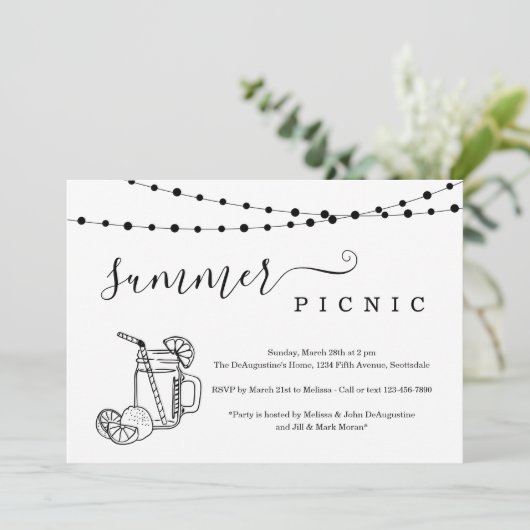 Uitnodiging voor de zomerpicknick (Staand voorkant)