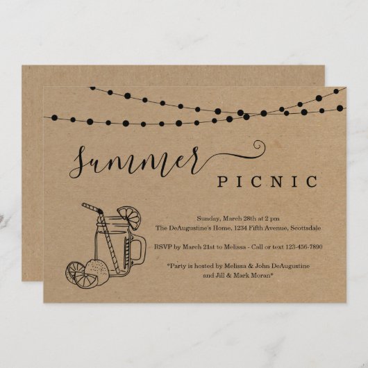 Uitnodiging voor de zomerpicknick (Voorkant / Achterkant)