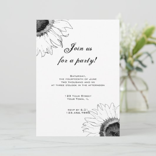 Uitnodiging voor de Zwarte en Witte Zonnebloem (Staand voorkant)
