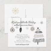 Uitnodiging voor de Zwarte en Zilveren Kerstfeestd (Voorkant / Achterkant)