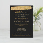 Uitnodiging voor de zwarte gouden glitterstijl voo (Staand voorkant)