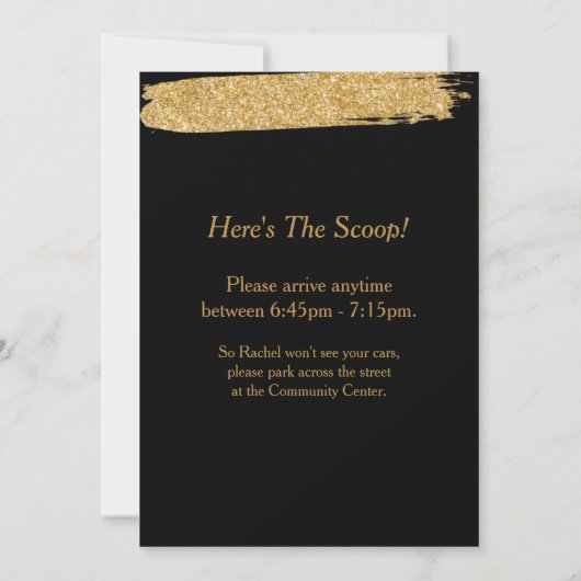 Uitnodiging voor de zwarte gouden glitterstijl voo (Achterkant)