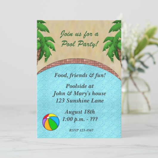 Uitnodiging voor de Zwembolpartij (Staand voorkant)
