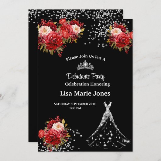 Uitnodiging voor Debutantenfeest (Voorkant / Achterkant)