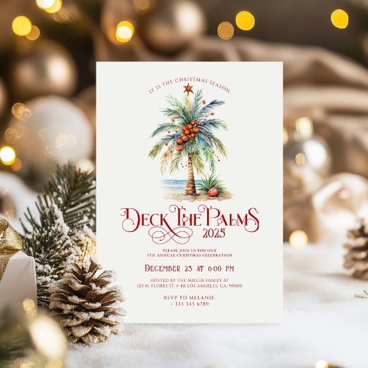 Uitnodiging voor Deck The Palms Tropisch Kerstfees
