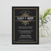  uitnodiging voor deco Black & Gold Wedding (Staand voorkant)