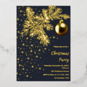Uitnodiging voor deep blue en gouden kerstfeest (Voorkant)