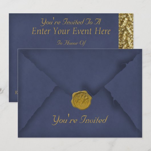 Uitnodiging voor Deep Blue Party (Voorkant / Achterkant)